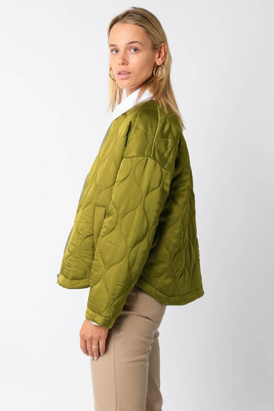 Avocado Quilted Jacket - shopminnoe
