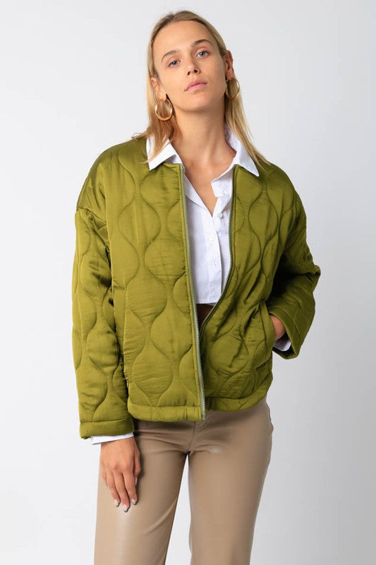 Avocado Quilted Jacket - shopminnoe