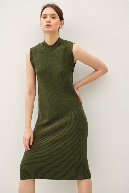 Earthy Mock Sweater Dress - shopminnoe
