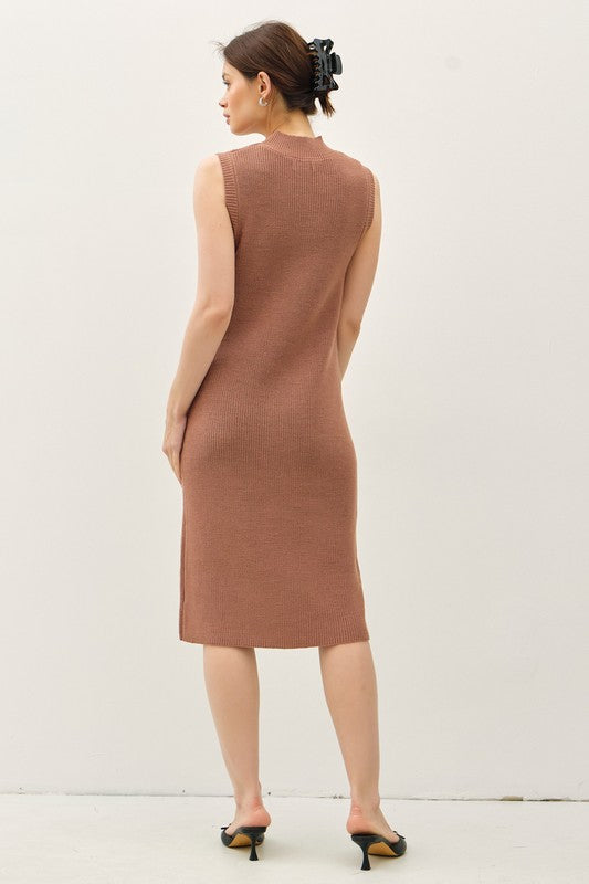 Terracotta Mock Sweater Dress - shopminnoe
