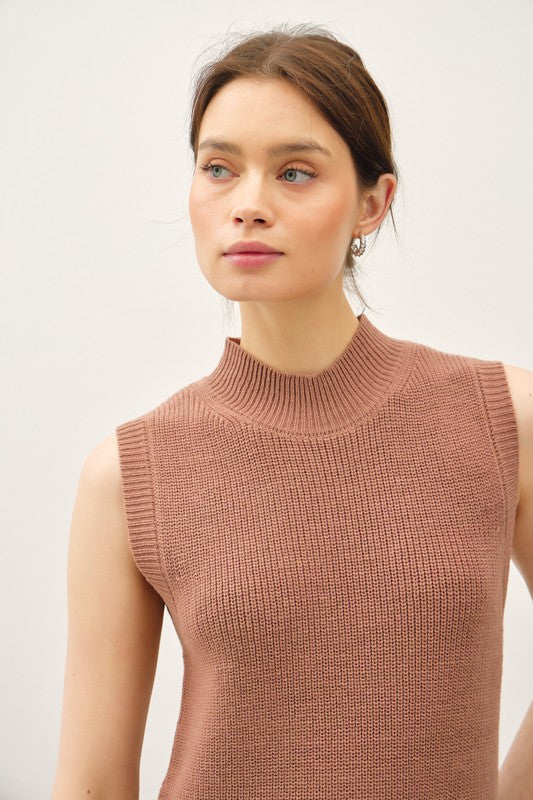 Terracotta Mock Sweater Dress - shopminnoe