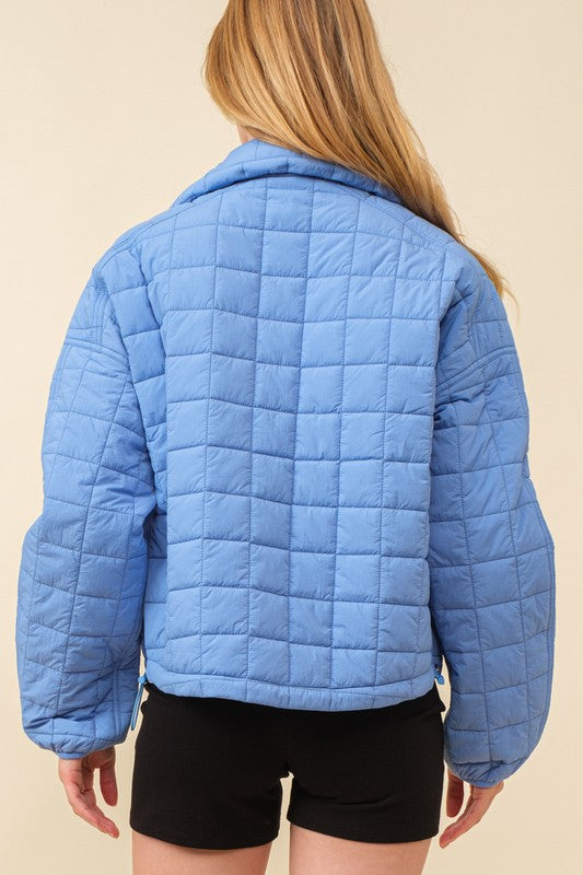 Periwinkle Quilted Puffer Jacket - shopminnoe