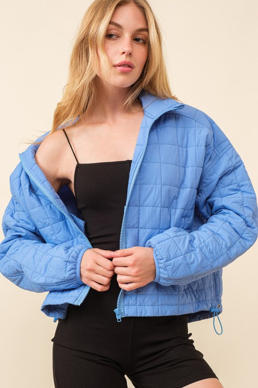 Periwinkle Quilted Puffer Jacket - shopminnoe