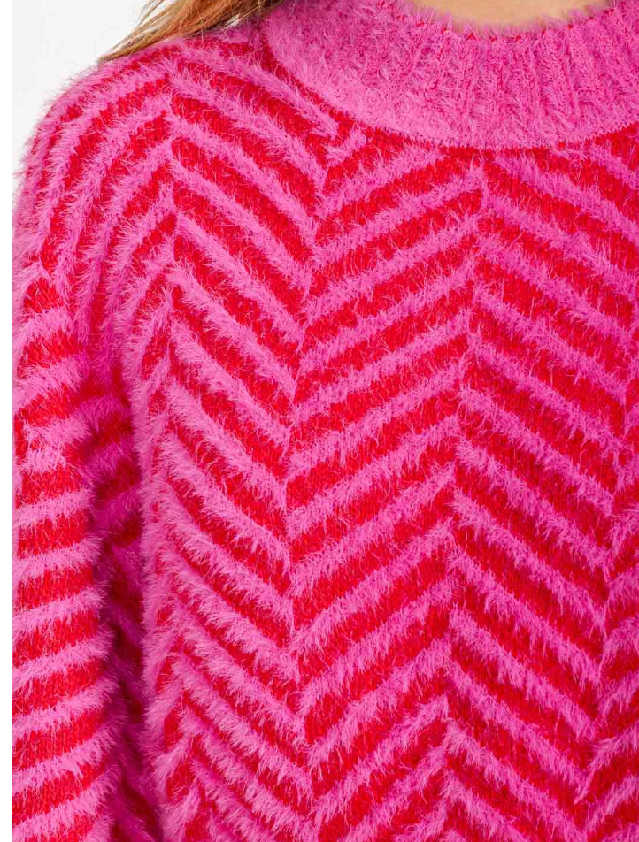 Cherry Chevron Sweater - shopminnoe
