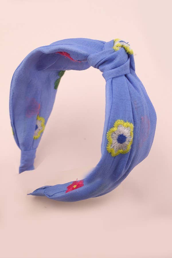 Periwinkle Embroidered Headband