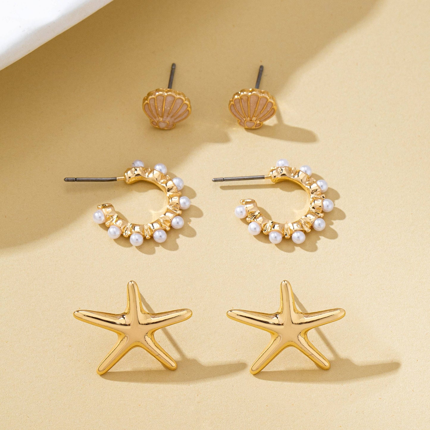 Nautical Starfish Trio Earring Set
