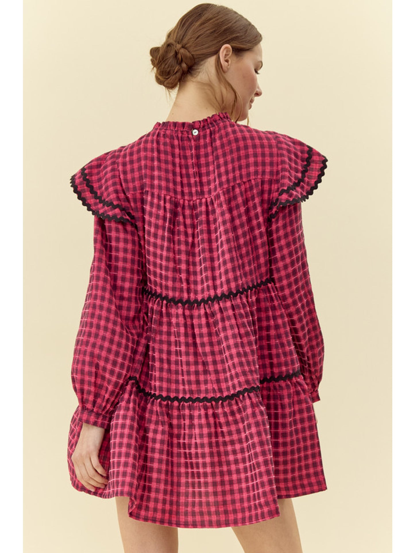 Berry Plaid Club Dress - shopminnoe