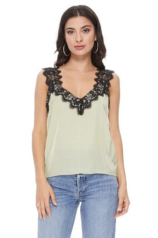 Sage Lace Tank Top