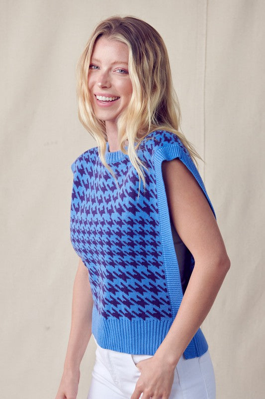 Cloud Houndstooth Sweater Vest - shopminnoe