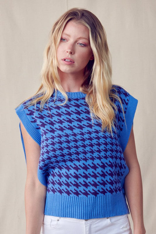 Cloud Houndstooth Sweater Vest
