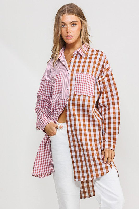 Gingham Scarecrow Long Shirt