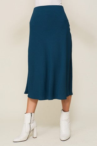 Teal Silky Flowy Skirt - shopminnoe