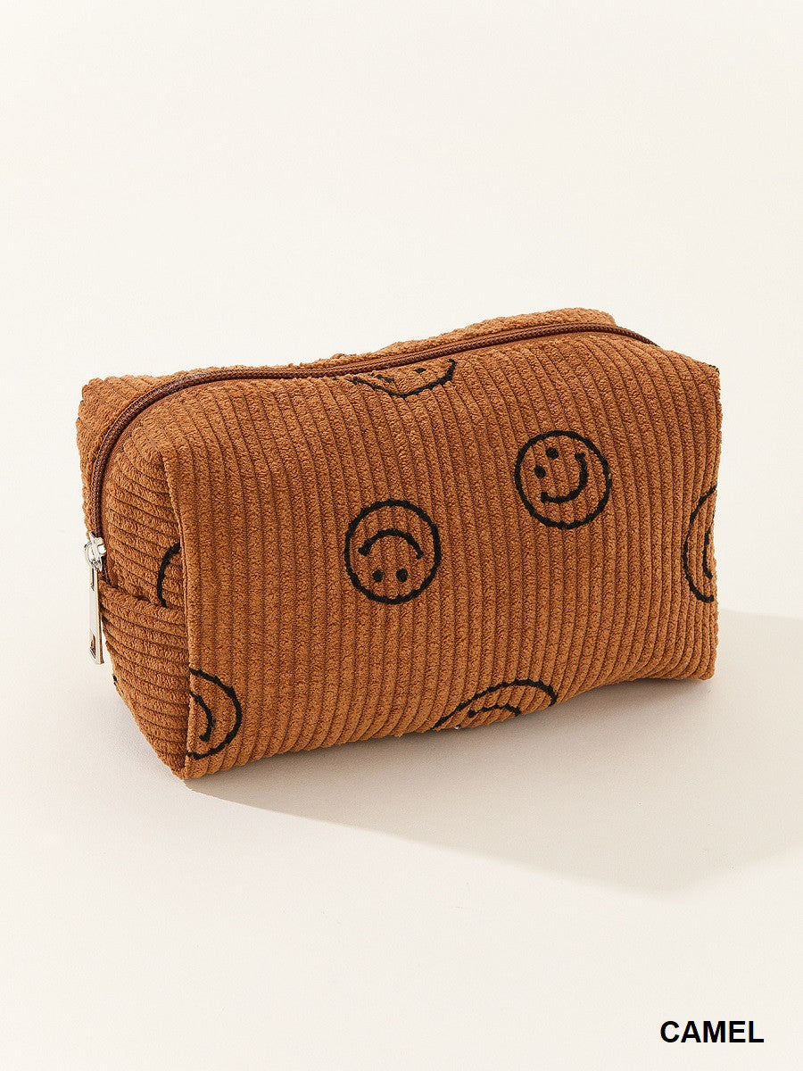 Smiling Corduroy Pouch Bag