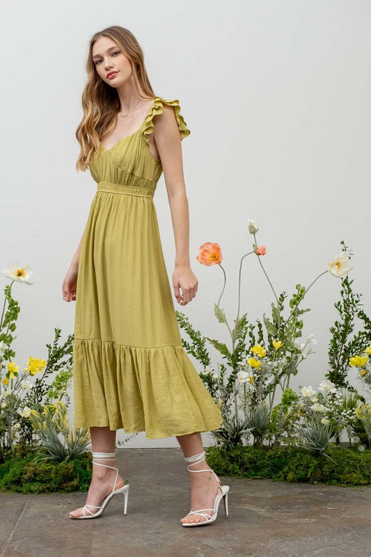 Olive Oil Maxi Dress - shopminnoe