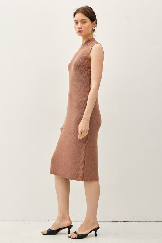 Terracotta Mock Sweater Dress - shopminnoe