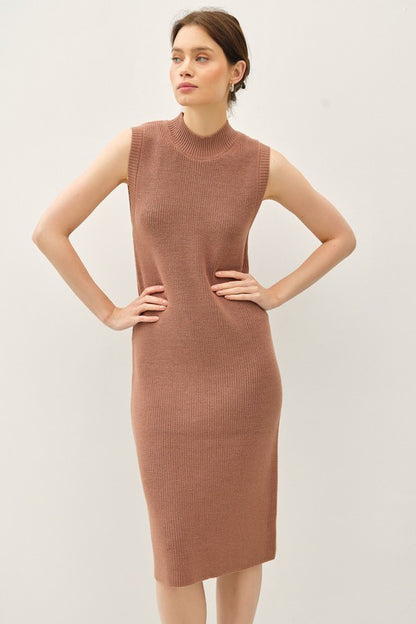 Terracotta Mock Sweater Dress - shopminnoe