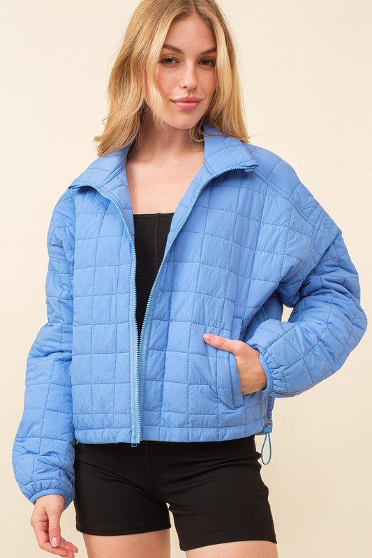 Periwinkle Quilted Puffer Jacket - shopminnoe