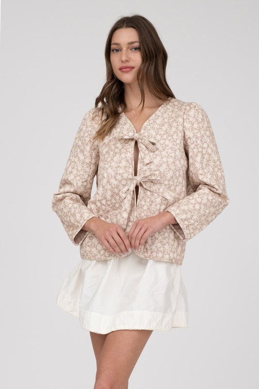 Bow Tie Front Jacket - shopminnoe