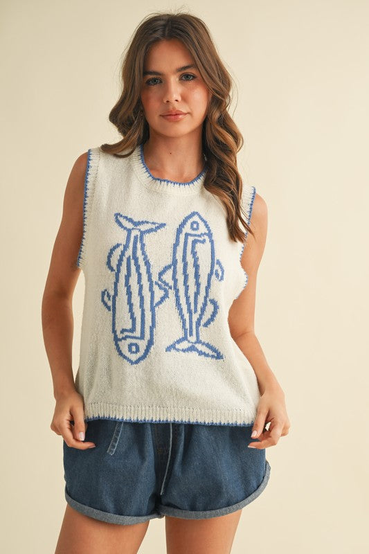 Fishie Fishie Sweater Top - shopminnoe