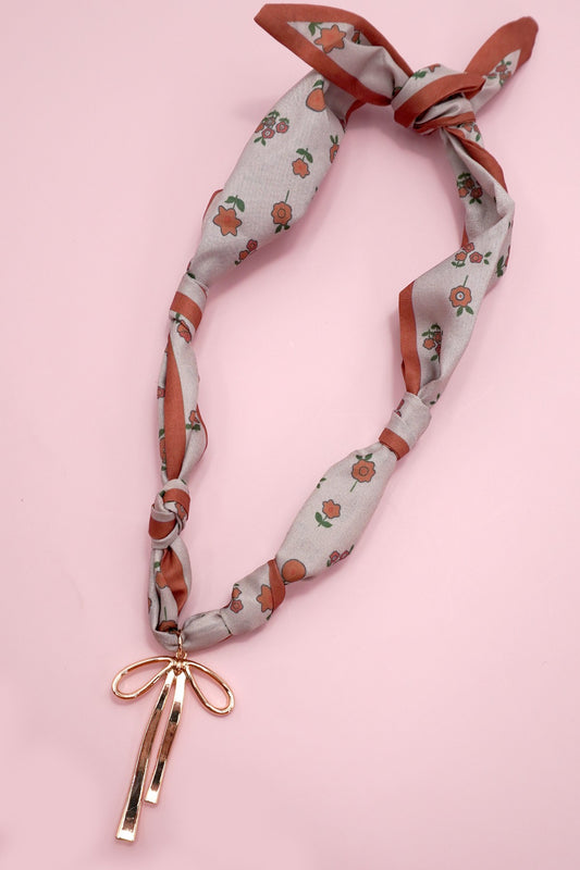 Bow & Flowers Scarf Necklace - shopminnoe