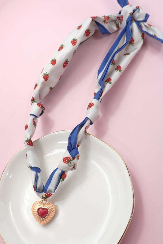 Strawberry Scarf Necklace - shopminnoe