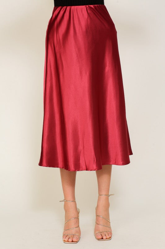 Silky Burgundy Skirt - shopminnoe