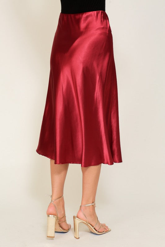 Silky Burgundy Skirt - shopminnoe