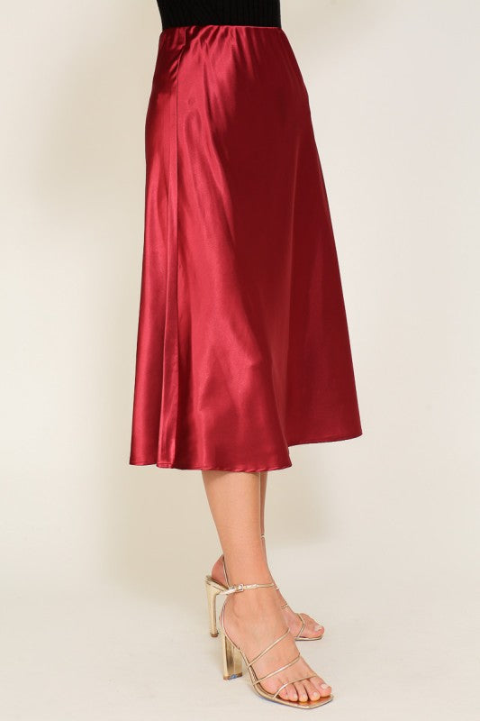 Silky Burgundy Skirt - shopminnoe