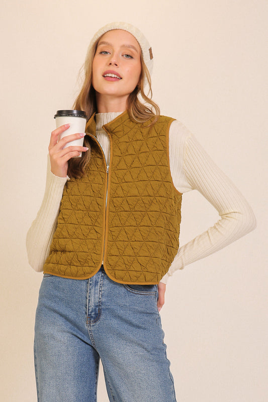 Olive Chartreuse Quilted Vest