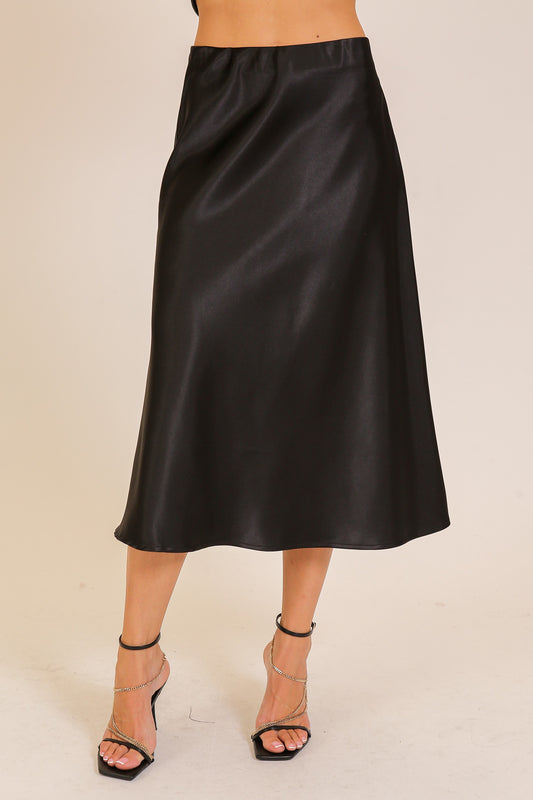Black Silky Skirt - shopminnoe