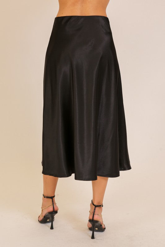 Black Silky Skirt - shopminnoe