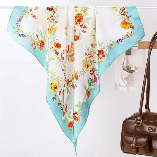 Spring Meadow Floral Silk-Feel Scarf