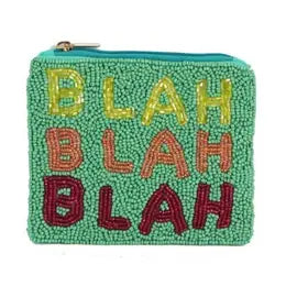 Blah Blah Blah Beaded Pouch - shopminnoe