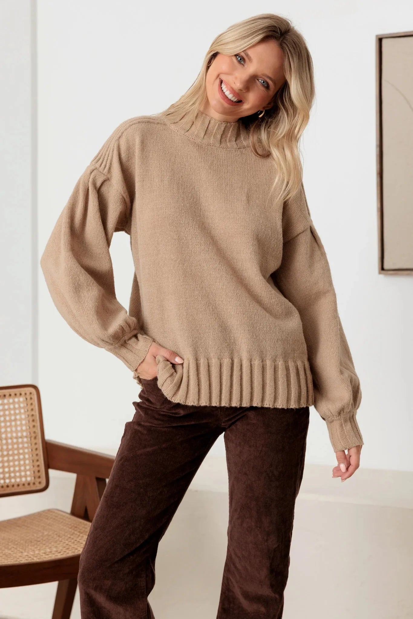 Beige Behaves Sweater - shopminnoe