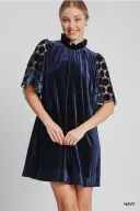 Blue Velvet Dress - shopminnoe