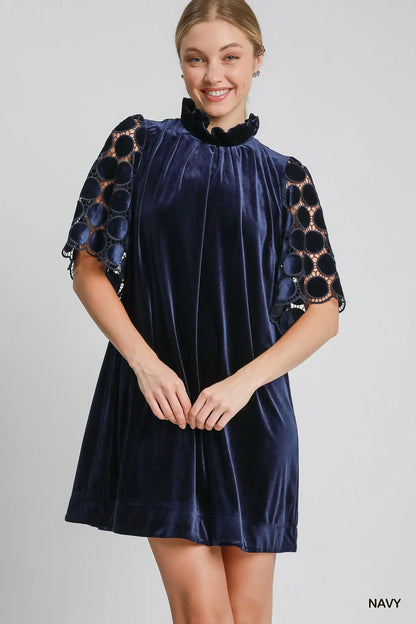 Blue Velvet Dress - shopminnoe