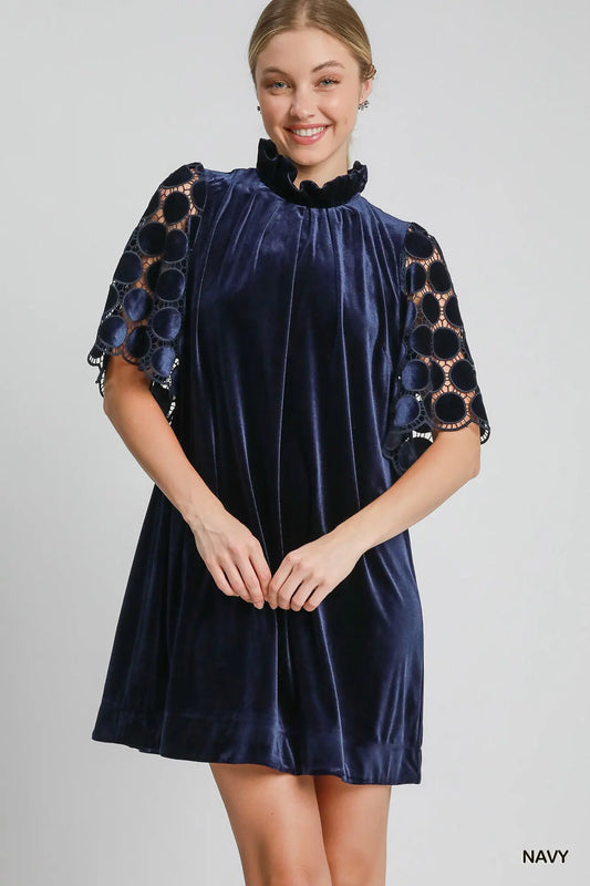 Blue Velvet Dress - shopminnoe