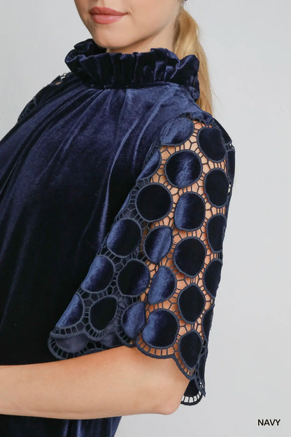 Blue Velvet Dress - shopminnoe