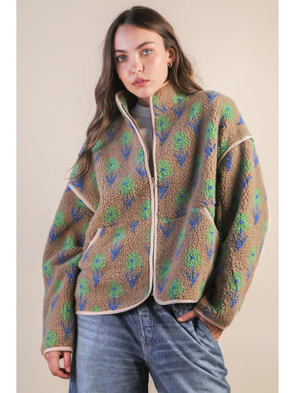 Digging Flowers Sherpa Jacket
