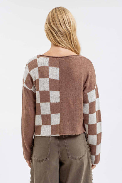 Mocha Checkered Latte Sweater