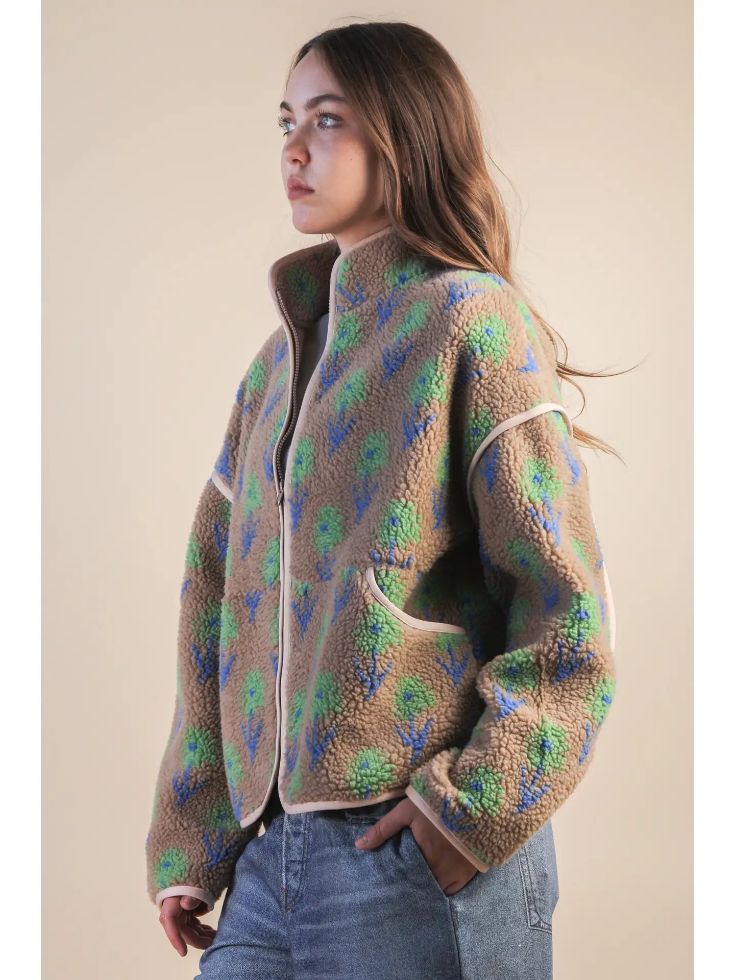 Digging Flowers Sherpa Jacket