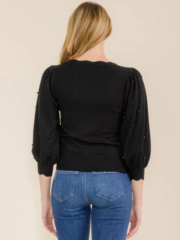 Black Pearl Scalloped Top - shopminnoe