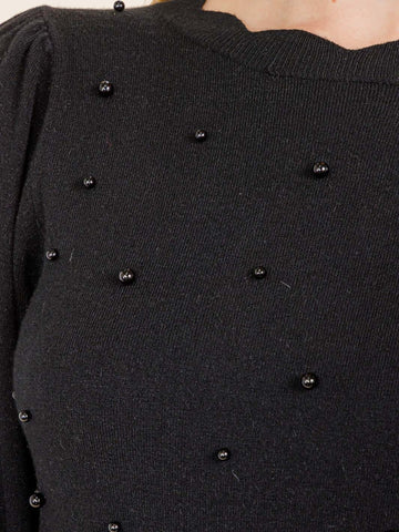 Black Pearl Scalloped Top - shopminnoe