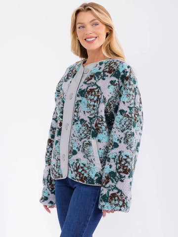 Frosted Flower Sherpa Jacket - shopminnoe