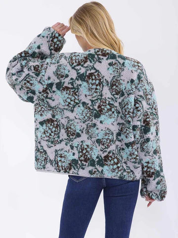 Frosted Flower Sherpa Jacket - shopminnoe
