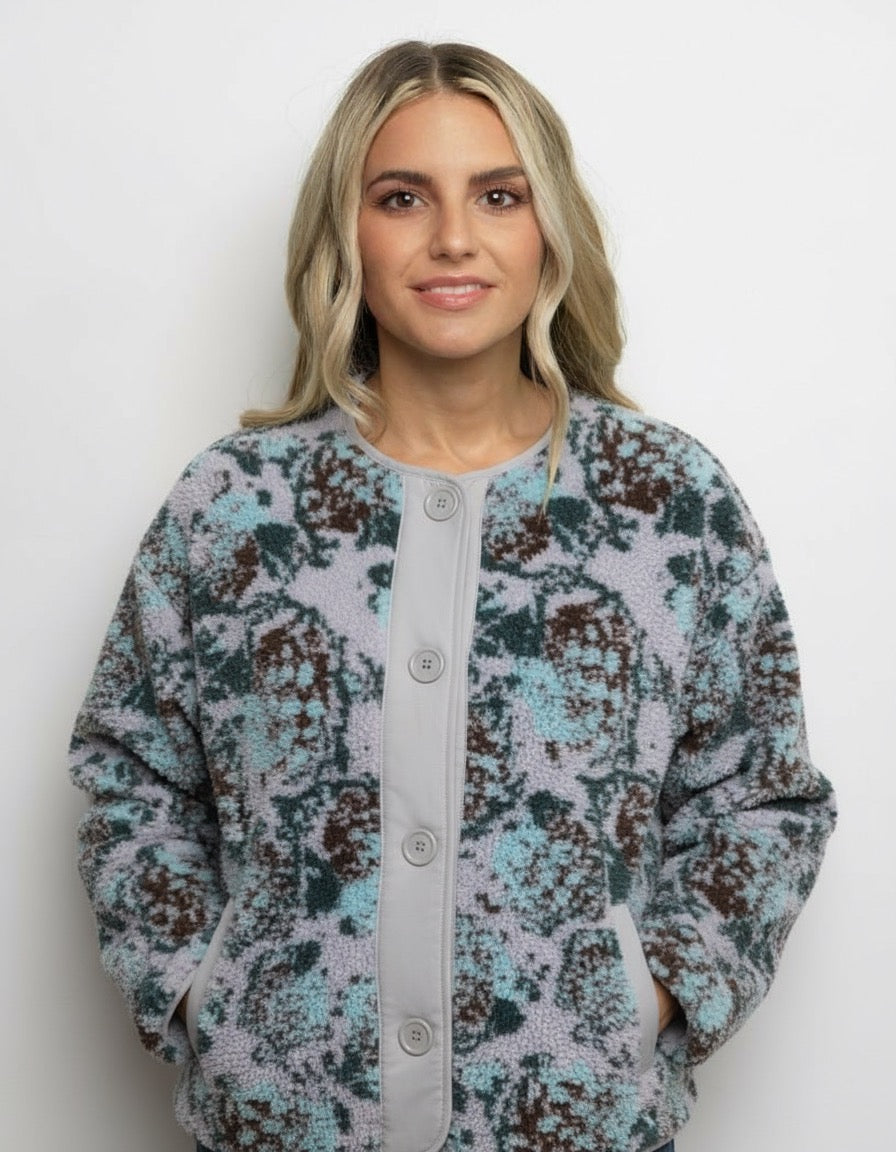 Frosted Flower Sherpa Jacket - shopminnoe
