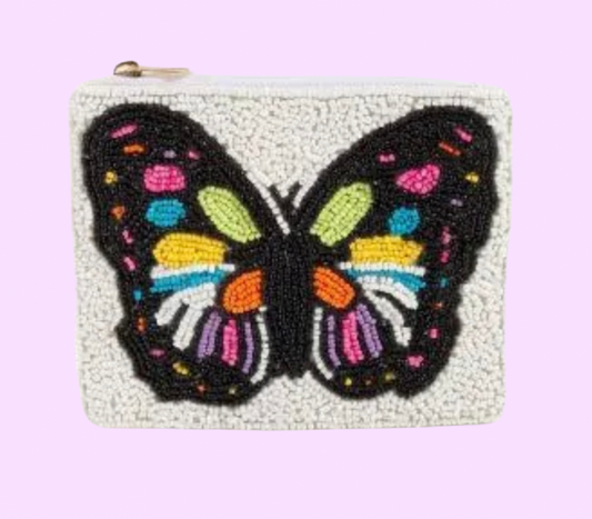 Butterfly Beaded Pouch