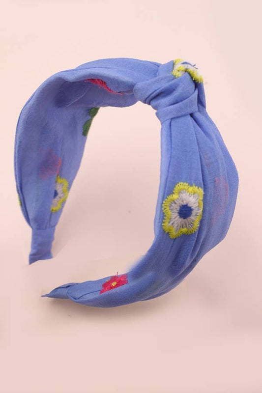 Periwinkle Embroidered Headband