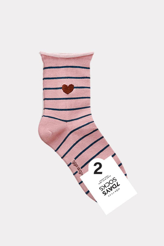 Rolled Pink Heart Socks