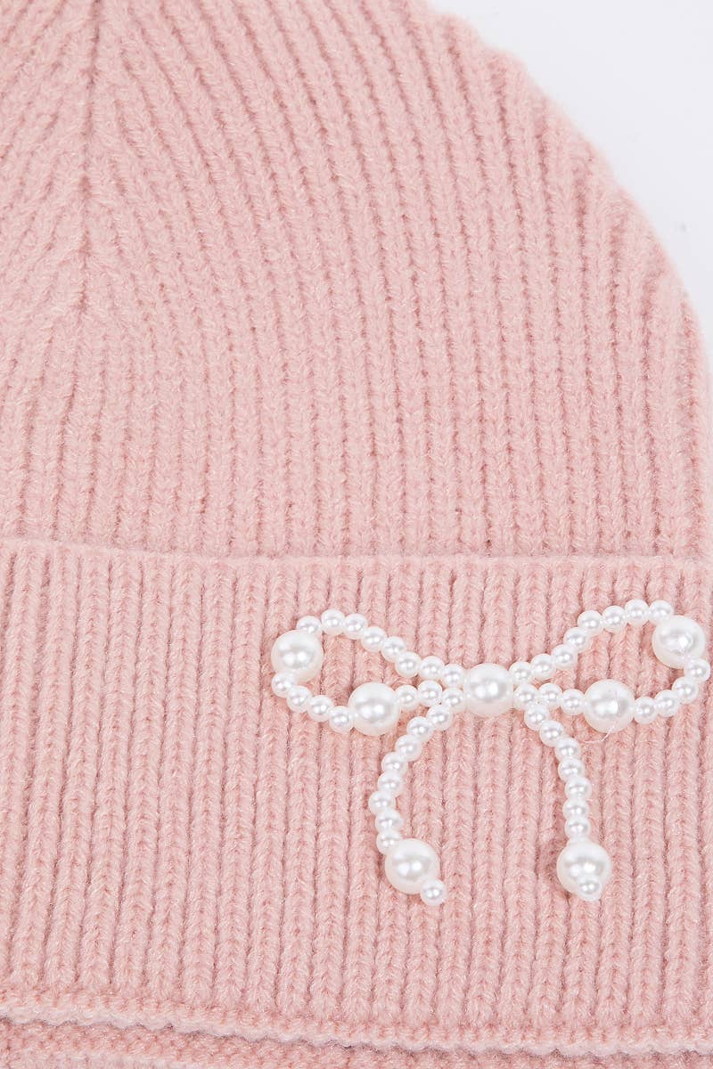 Pearl Bow Beanie